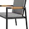 Armen Living Royal Black Aluminum and Teak Outdoor Dining Chair with Dark Gray Fabric, PK2 840254332782 - alternate 3